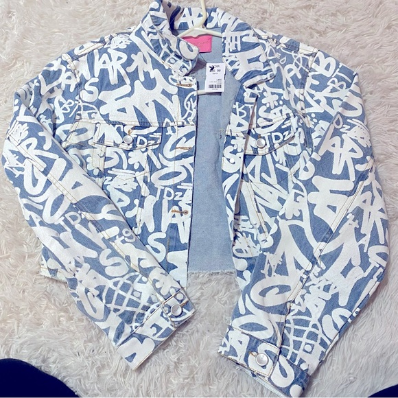 azalea wang Jackets & Blazers - NWT graffiti denim jacket